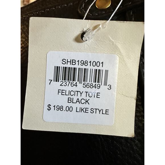 Fossil Felicity Black Leather Tote SHB1981001 Shoulder Bag Brass NWT $198 FS - Picture 6 of 12